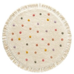 Tapete de chao para o quarto das crianças, unisexo, redondo com bolas e franja