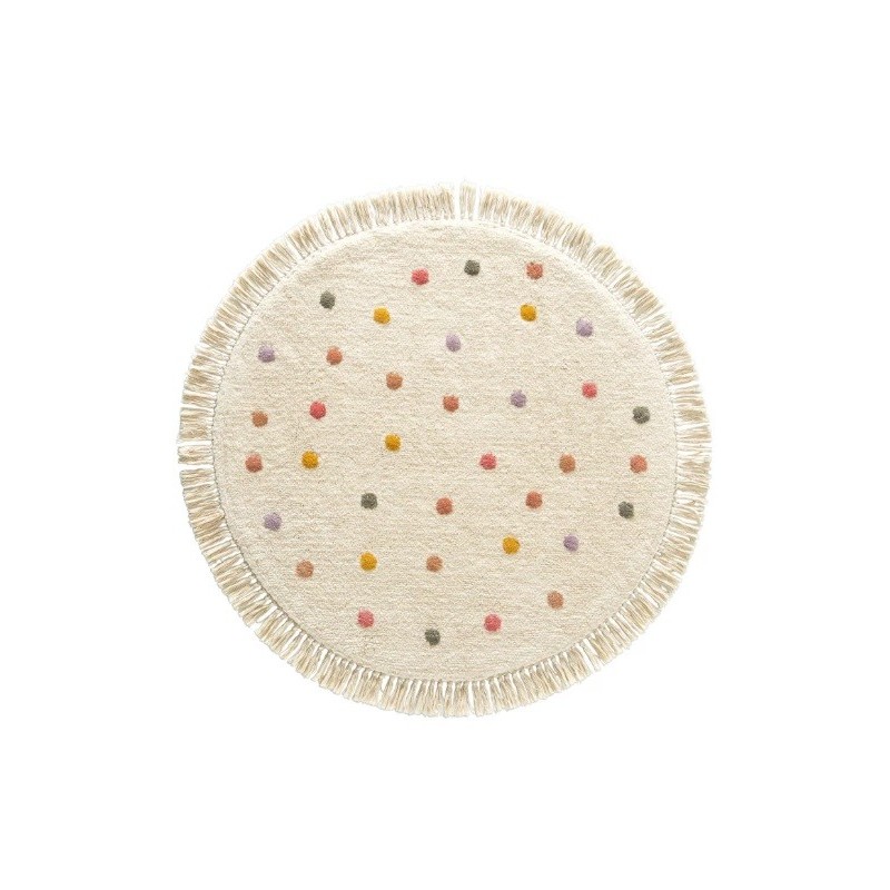 Tapete de chao para o quarto das crianças, unisexo, redondo com bolas e franja