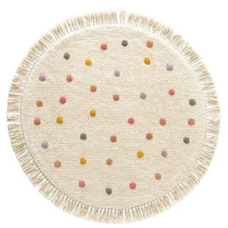 Tapete de chao para o quarto das crianças, unisexo, redondo com bolas e franja